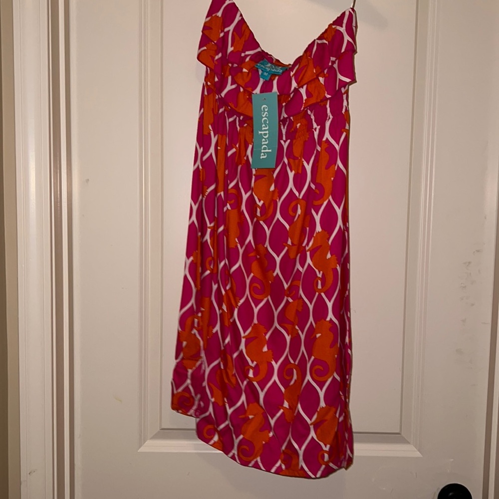 NWT Escapada Lani Dress pink white orange sea horse Sz M